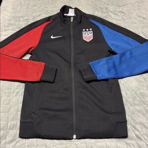 Nikey Olympic Track Jacket, USA, Black, Red, Blue, Asymmetrical, Pockets, Size S